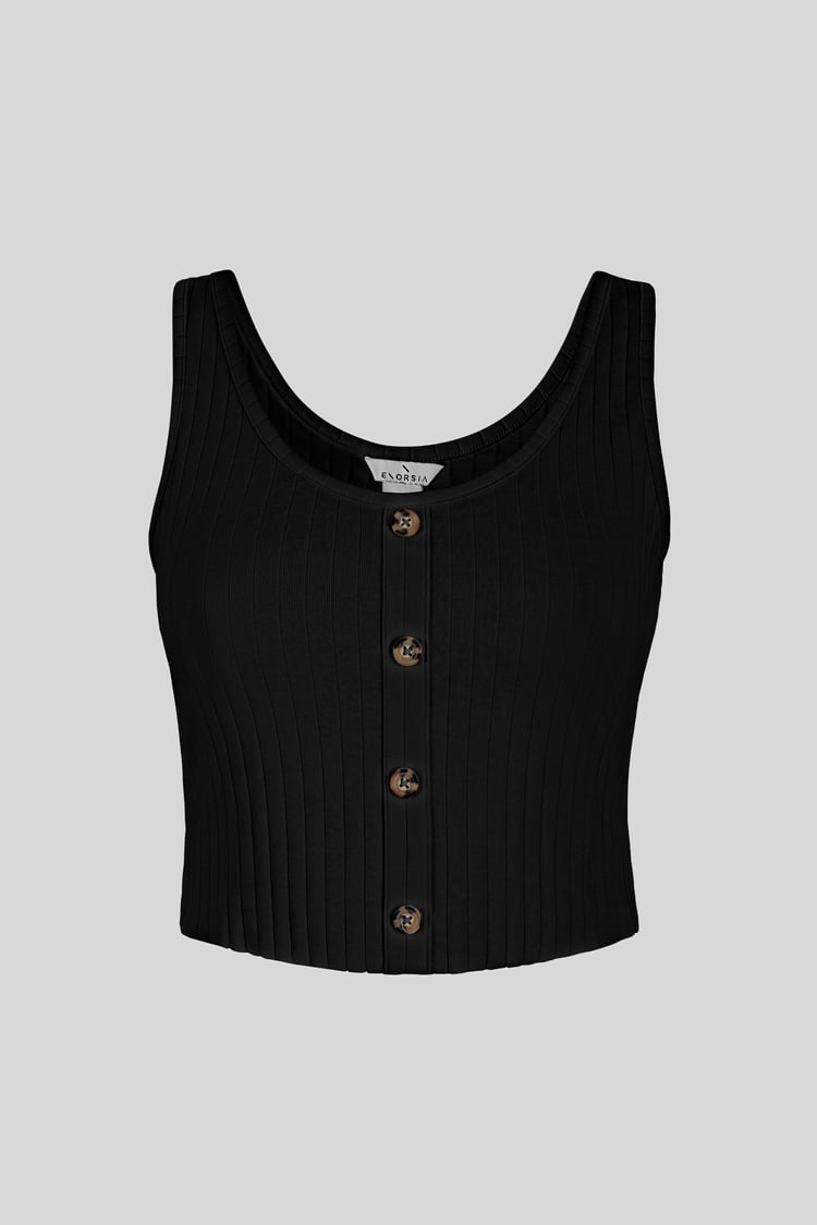 Ribbed Front Button Tank Top