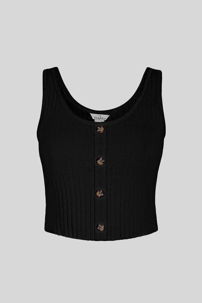 Ribbed Front Button Tank Top