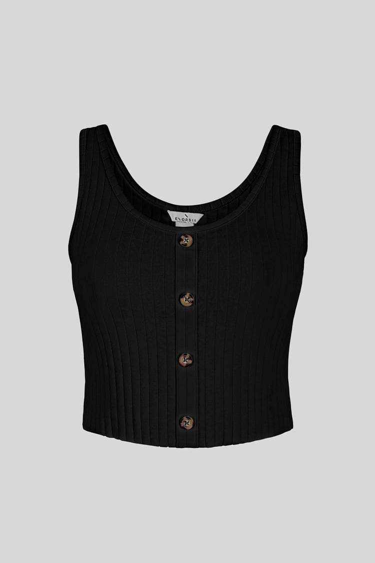 Ribbed Front Button Tank Top