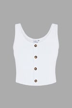 Ribbed Front Button Tank Top