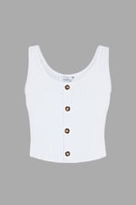Ribbed Front Button Tank Top