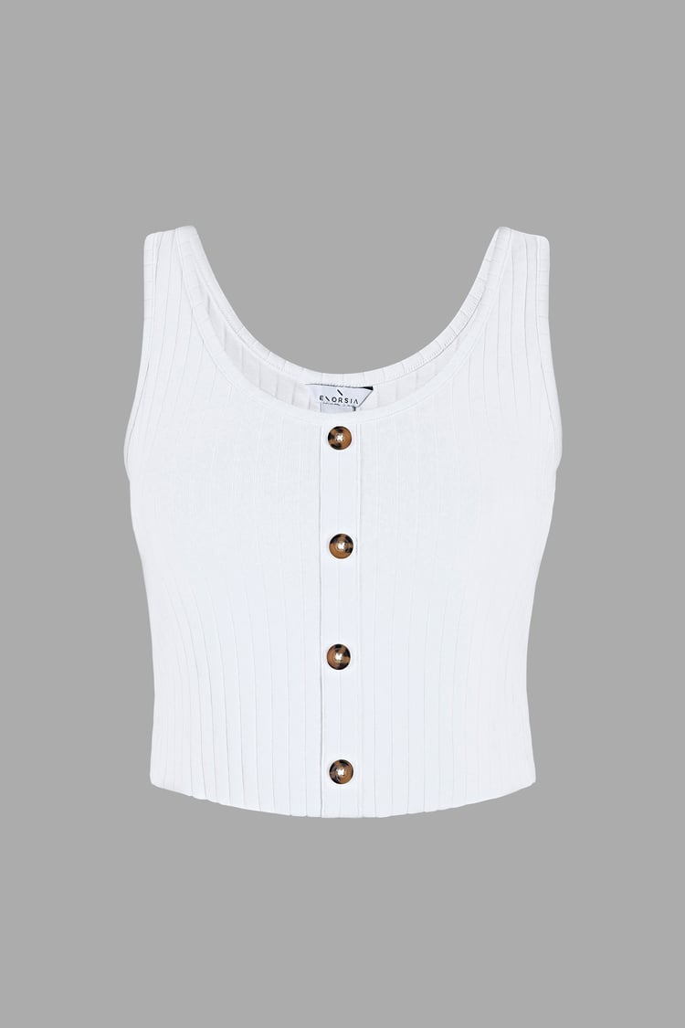 Ribbed Front Button Tank Top