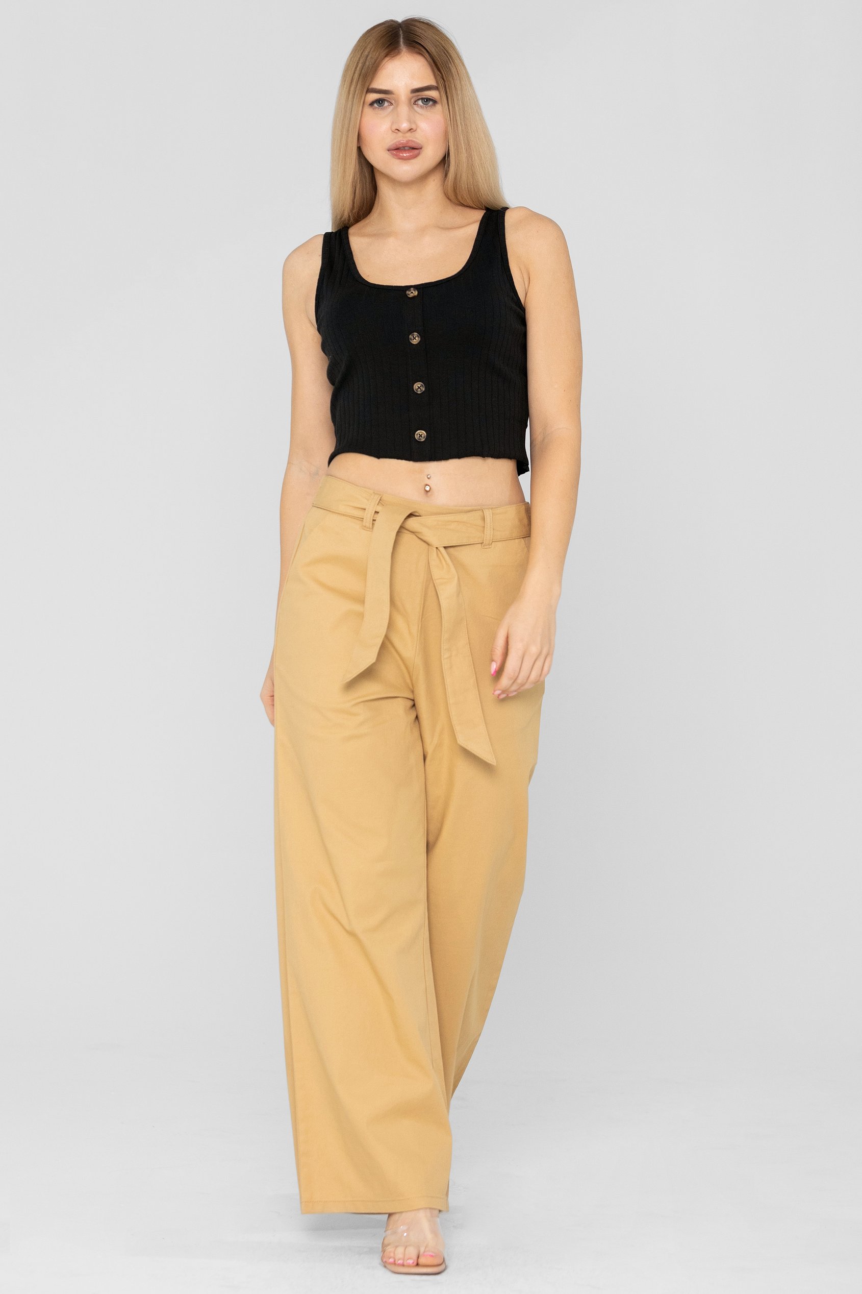 Ribbed Front Button Tank Top