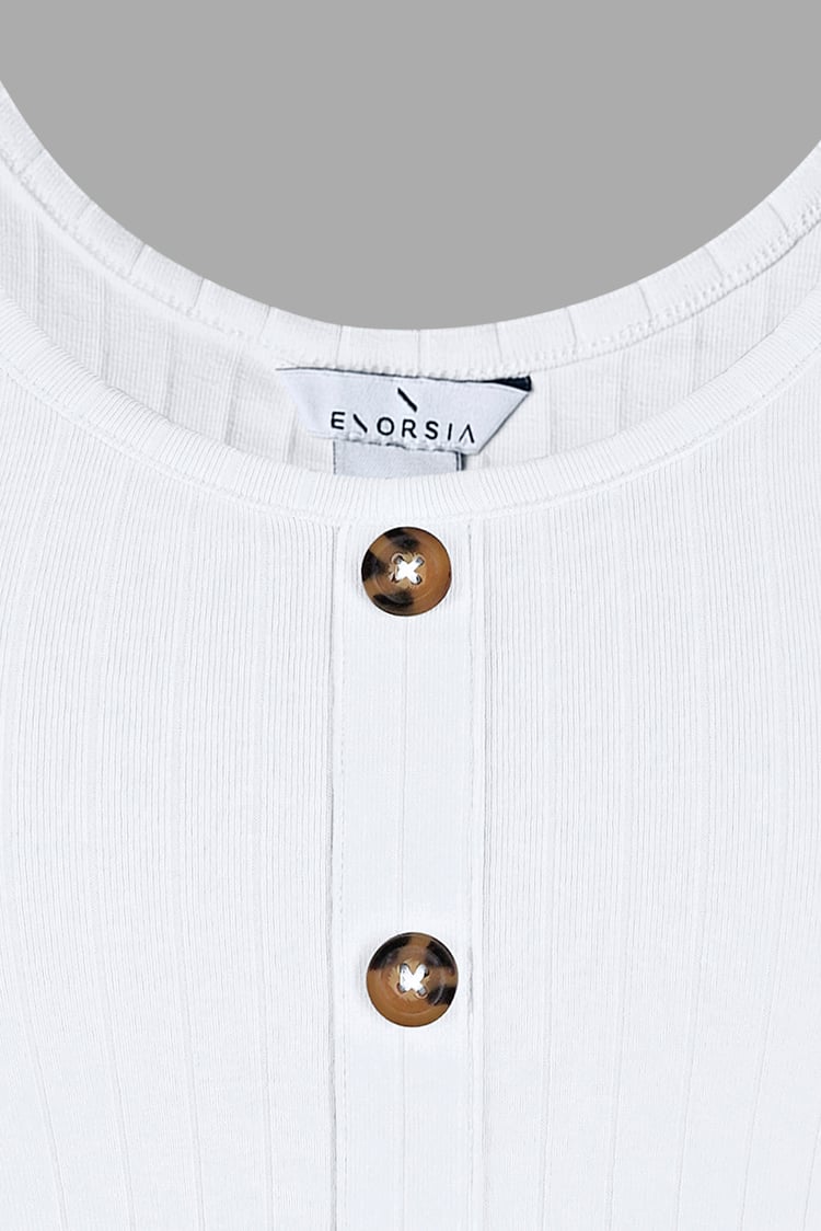 Ribbed Front Button Tank Top