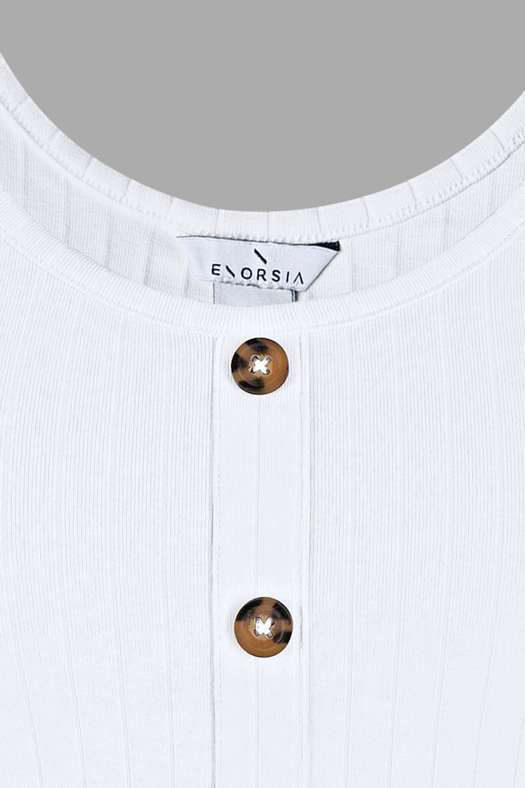 Ribbed Front Button Tank Top