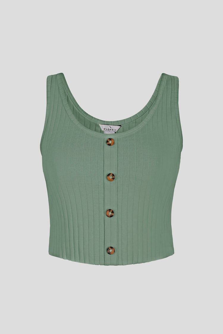 Ribbed Front Button Tank Top