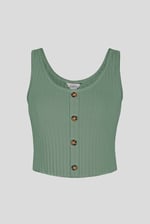 Ribbed Front Button Tank Top