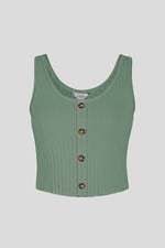 Ribbed Front Button Tank Top