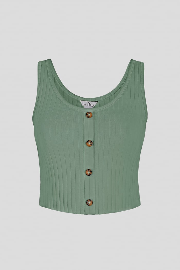 Ribbed Front Button Tank Top