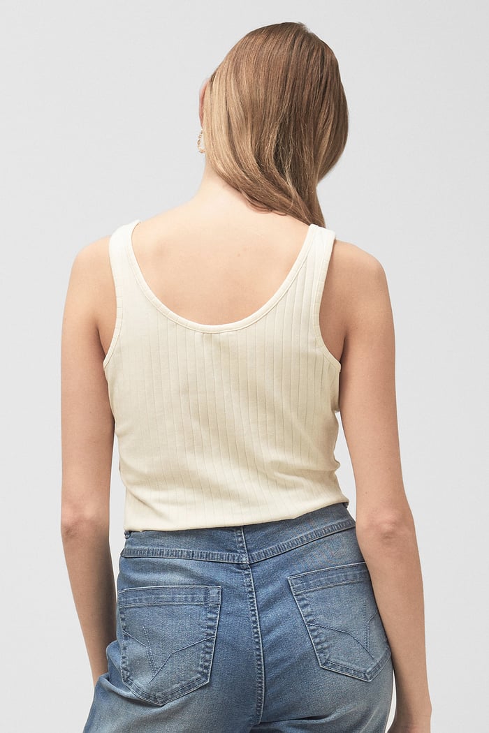 Ribbed Front Button Tank Top