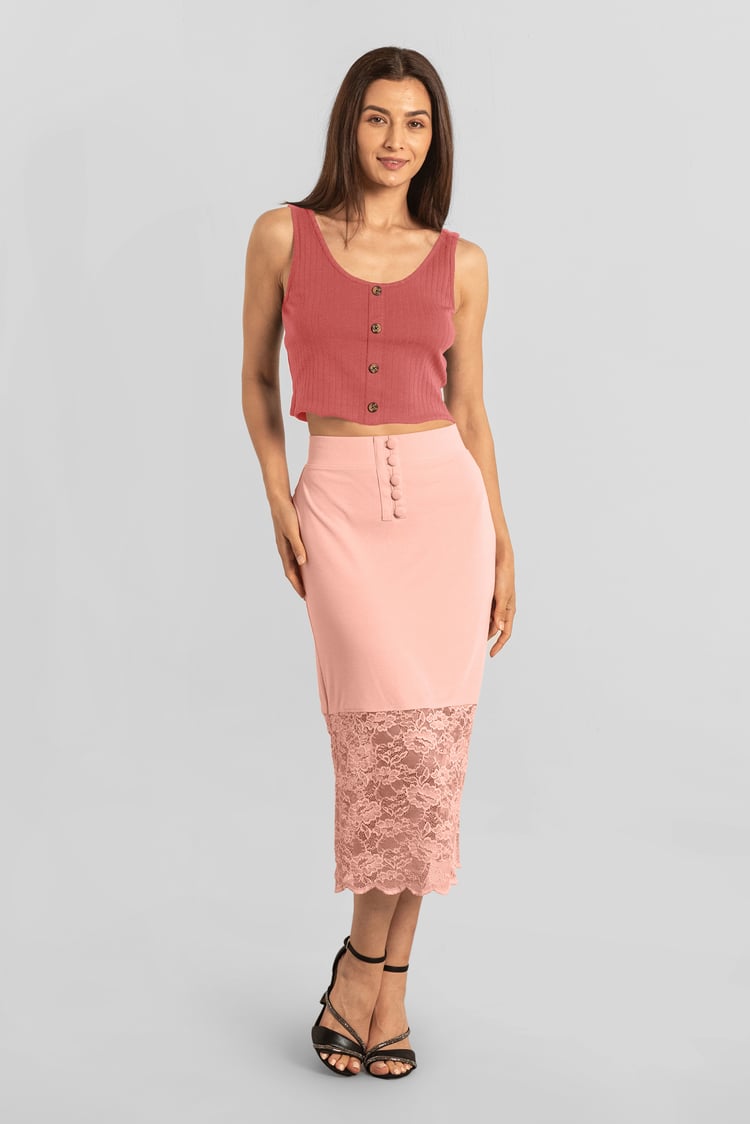 Ribbed Front Button Tank Top