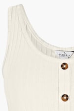 Ribbed Front Button Tank Top