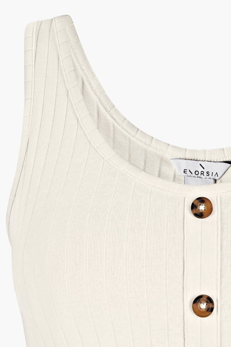 Ribbed Front Button Tank Top
