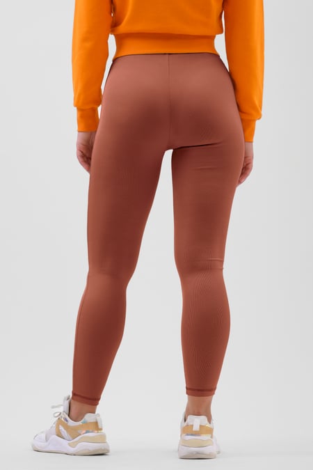 Womens Brown High Waist Ribbed Leggings