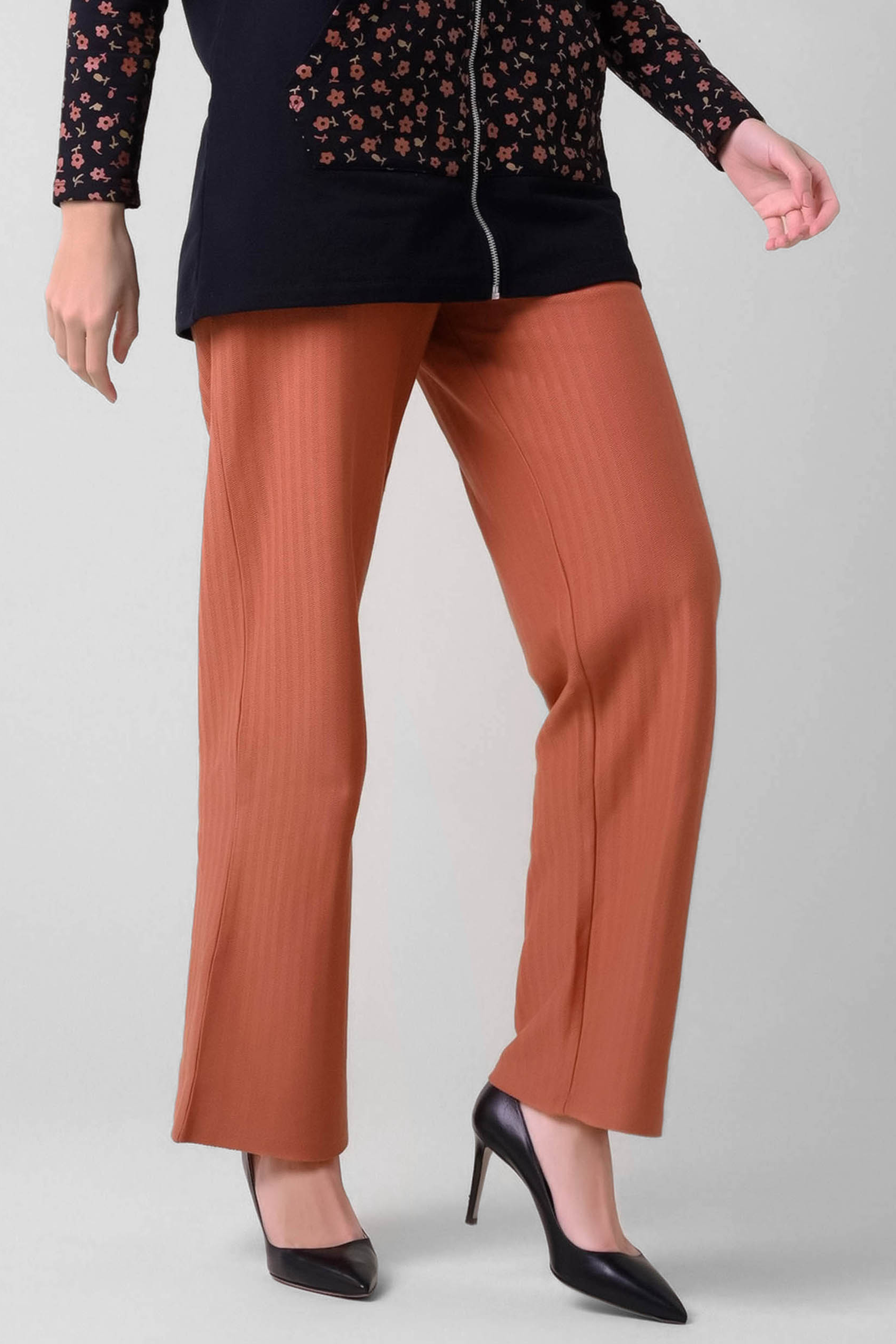 Womens Herringbone Wide Leg Trouser