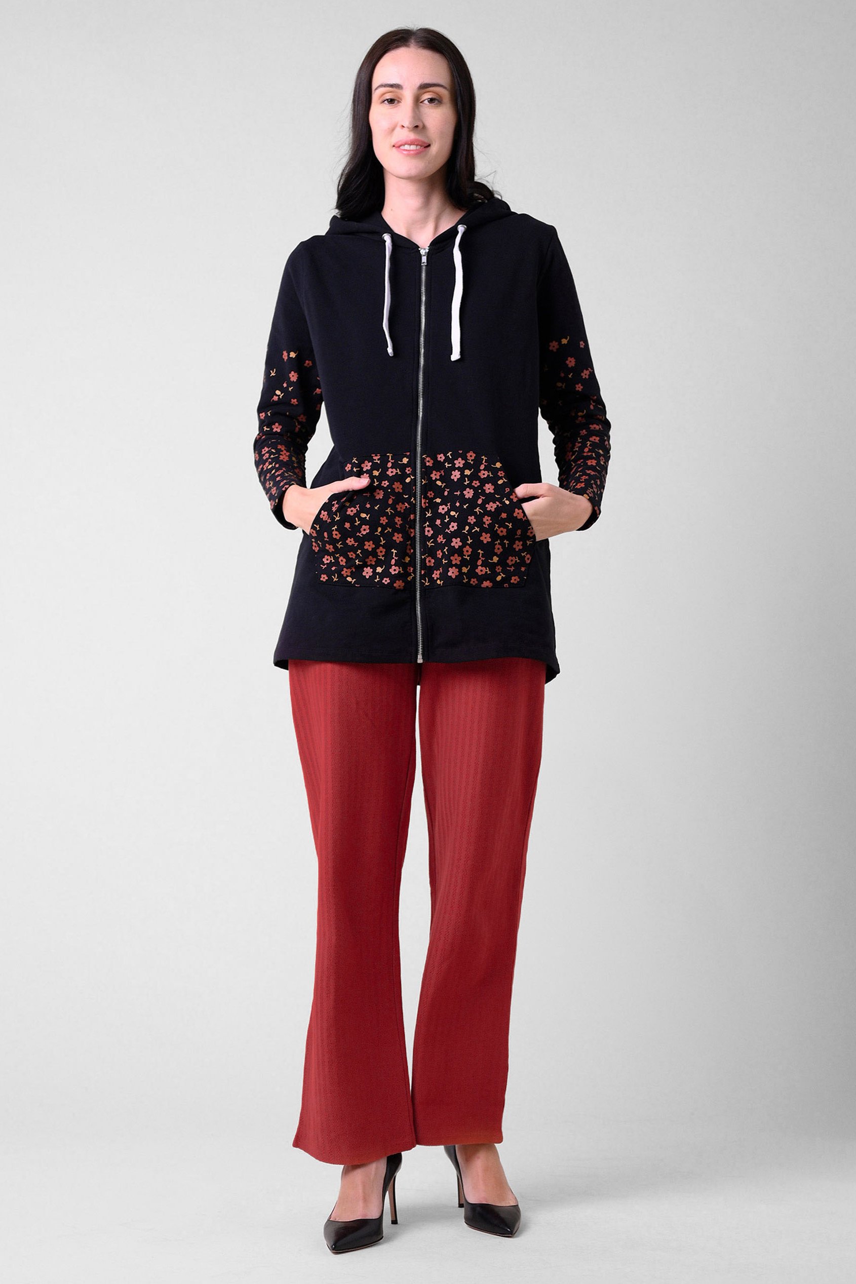 Womens Herringbone Wide Leg Trouser