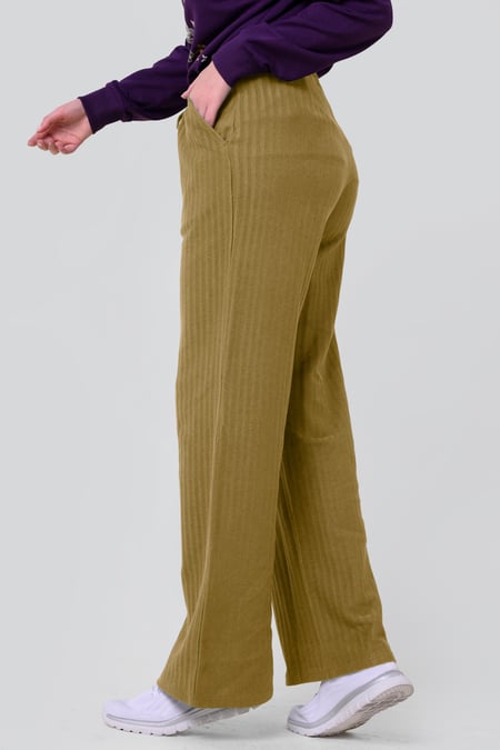 Womens Yellow Herringbone Wide Leg Trouser