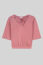 Women Knot Details V-Neck Bell Sleeve Top