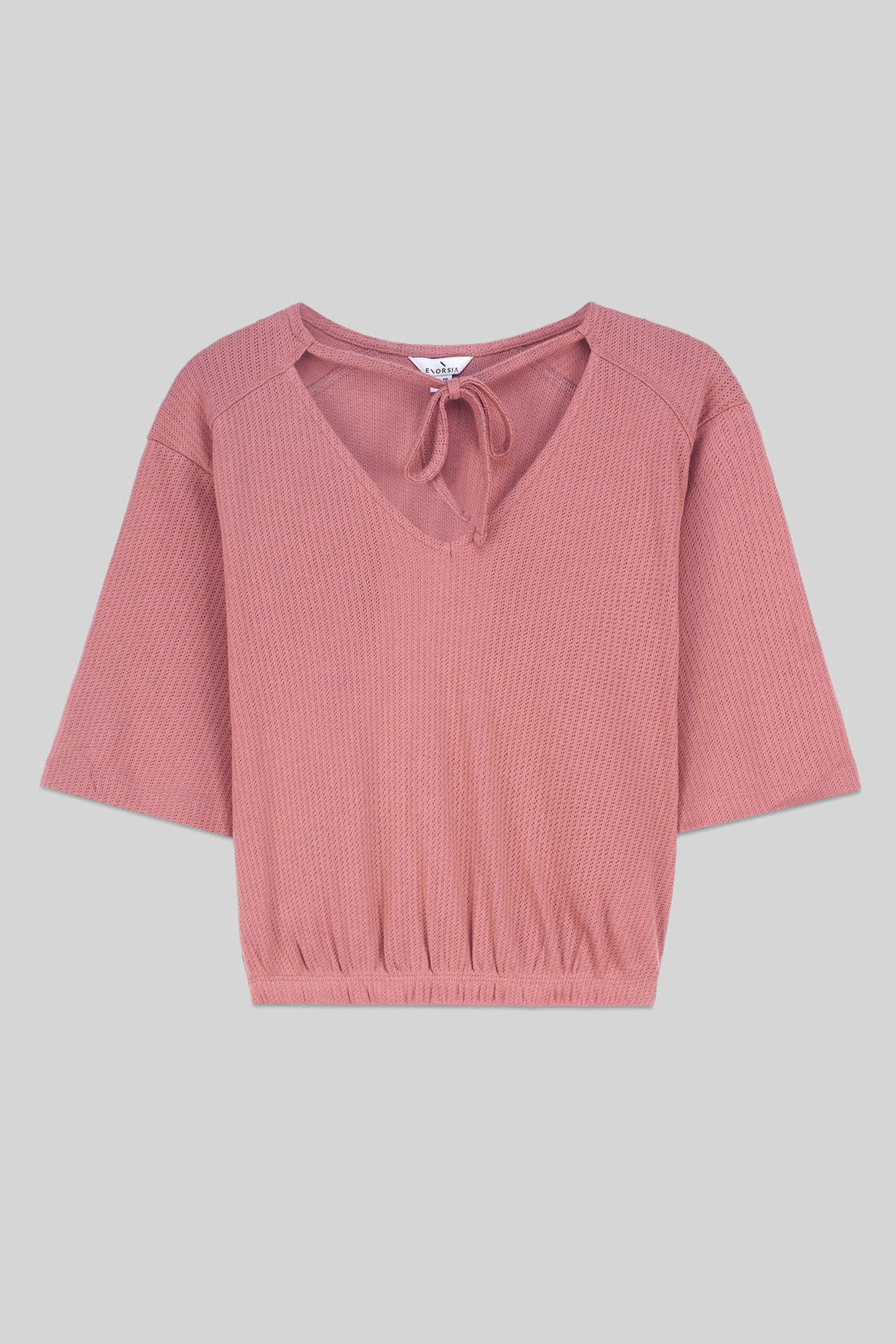 Women Knot Details V-Neck Bell Sleeve Top