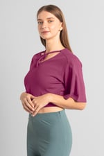 Women Knot Details V-Neck Bell Sleeve Top