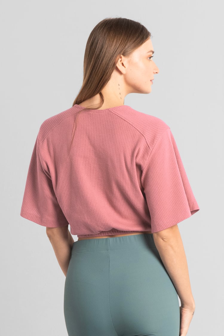 Women Knot Details V-Neck Bell Sleeve Top