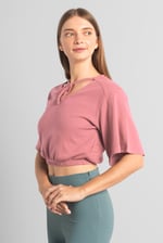 Women Knot Details V-Neck Bell Sleeve Top