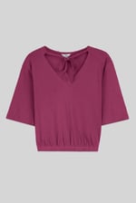 Women Knot Details V-Neck Bell Sleeve Top