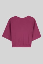 Women Knot Details V-Neck Bell Sleeve Top