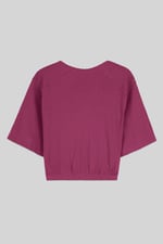 Women Knot Details V-Neck Bell Sleeve Top