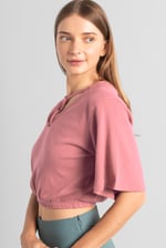 Women Knot Details V-Neck Bell Sleeve Top