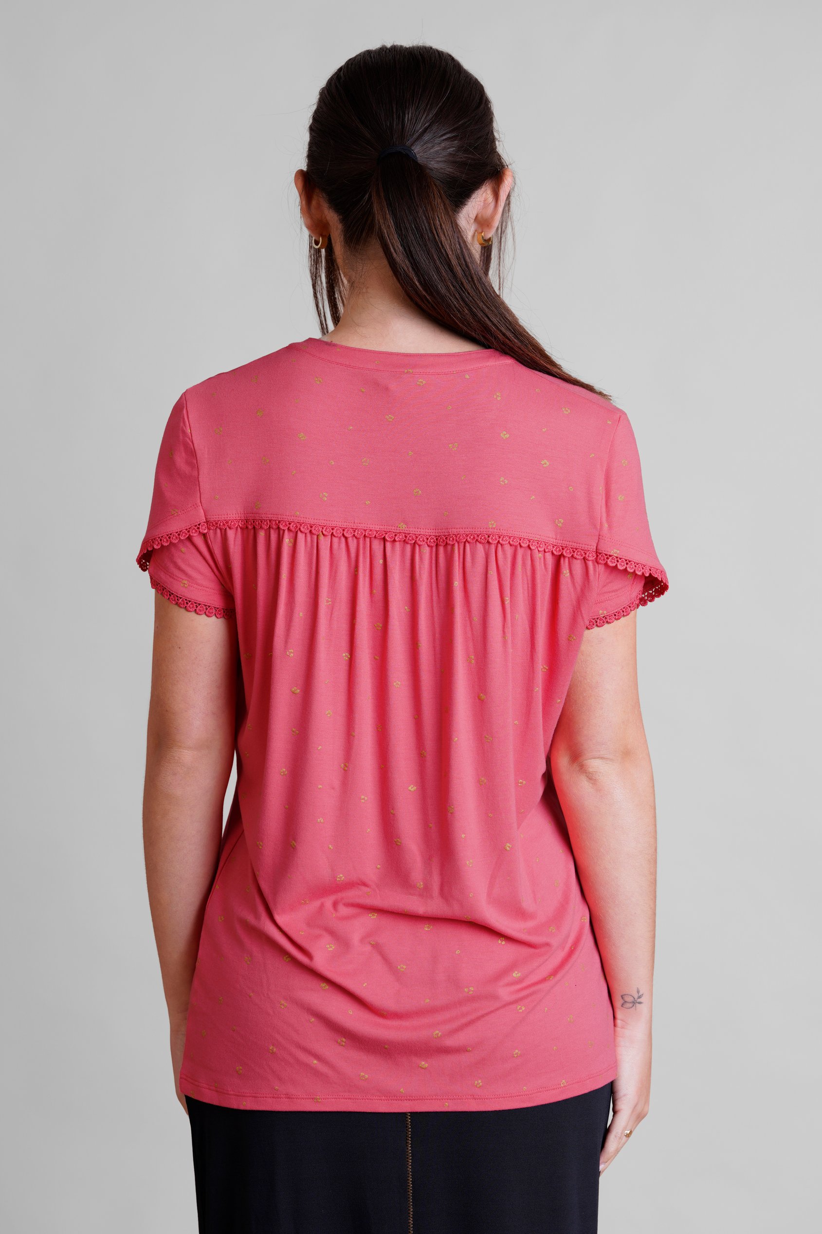 Golden Printed cap sleeve Jersey tops