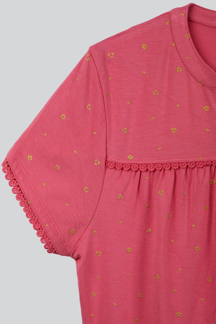 Golden Printed cap sleeve Jersey tops