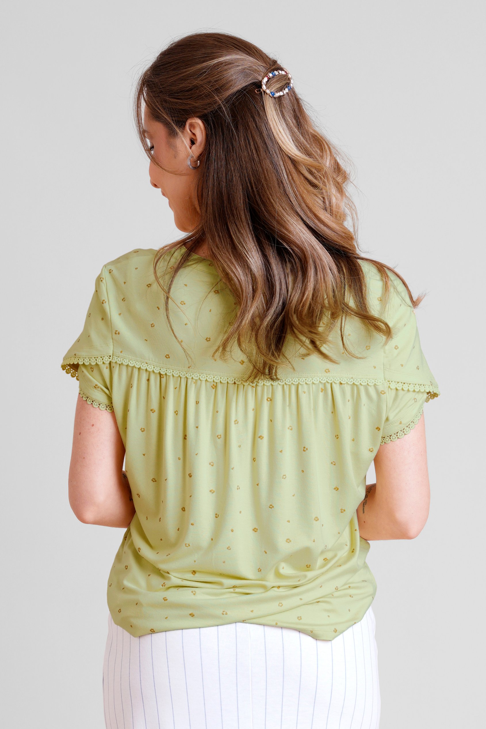 Golden Printed cap sleeve Jersey tops