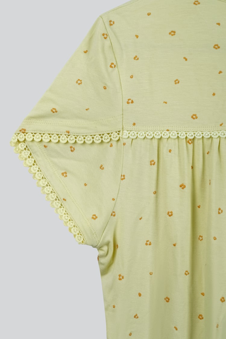 Golden Printed cap sleeve Jersey tops