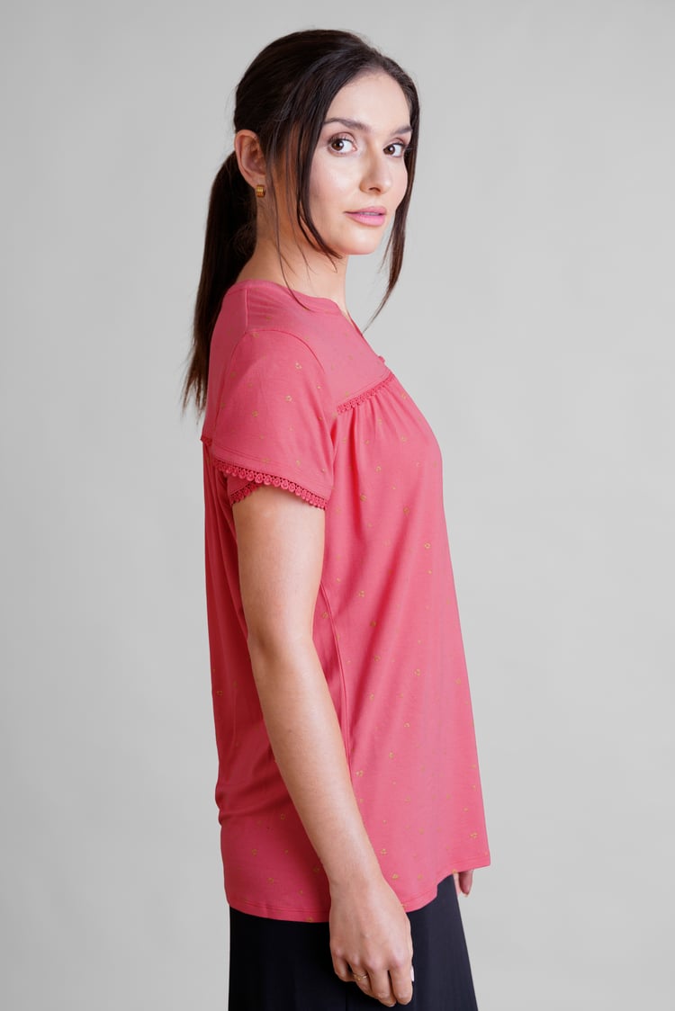 Golden Printed cap sleeve Jersey tops