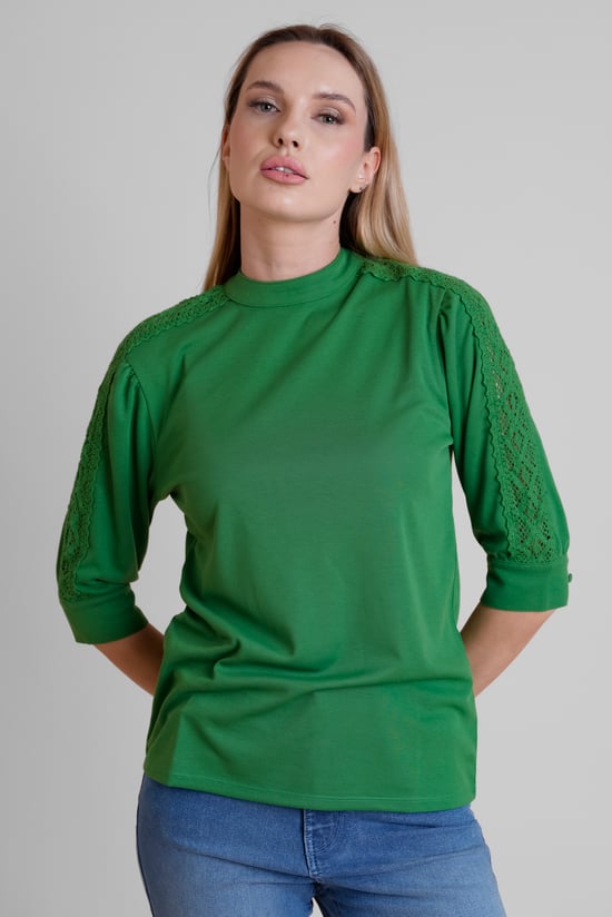 Women's Lace Detailed Three-Quarter Sleeve Tops