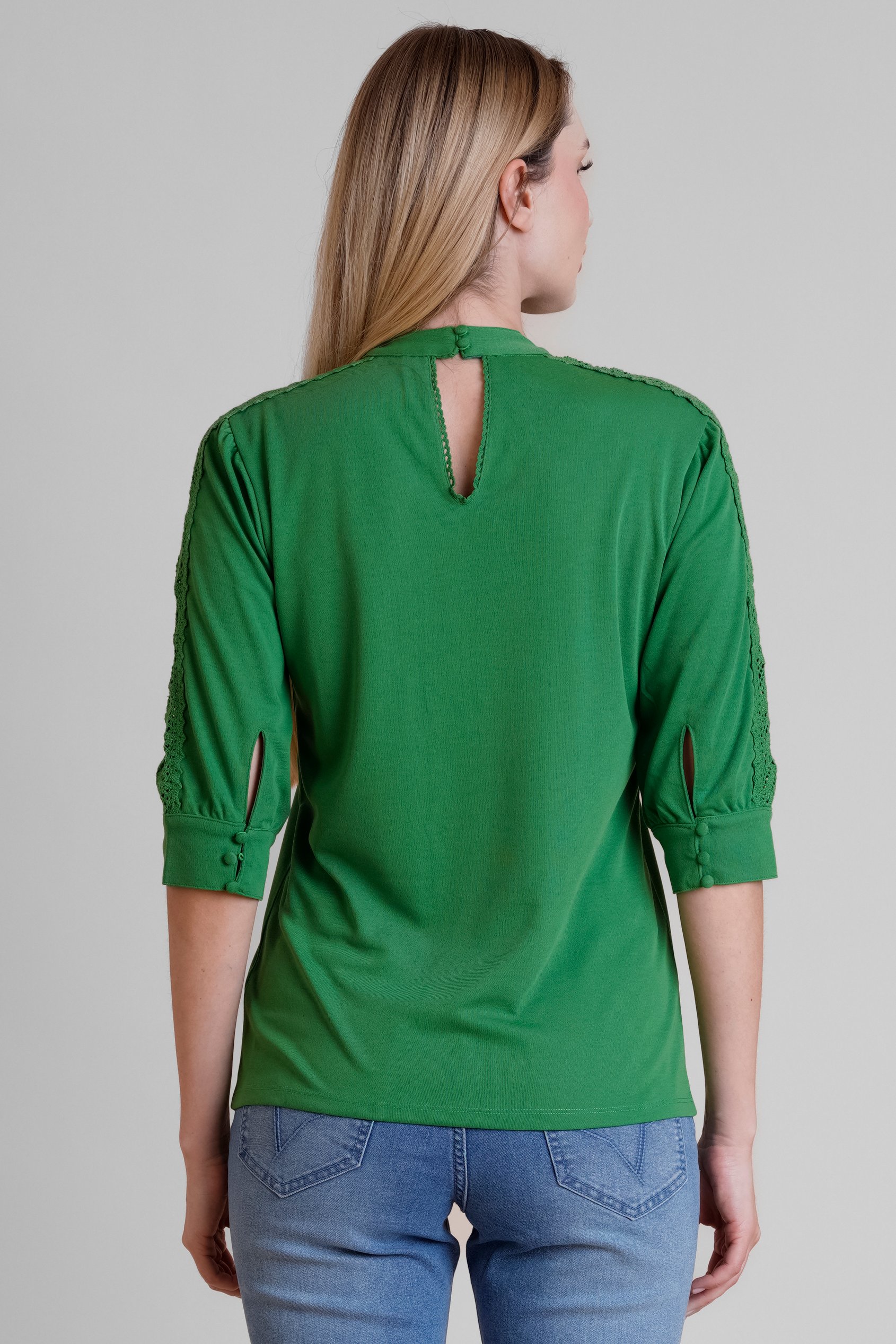 Women's Lace Detailed Three-Quarter Sleeve Tops