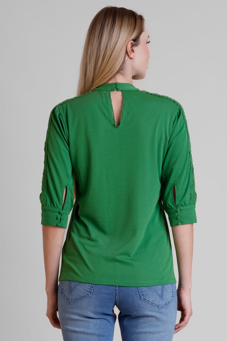Women's Lace Detailed Three-Quarter Sleeve Tops