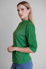 Women's Lace Detailed Three-Quarter Sleeve Tops