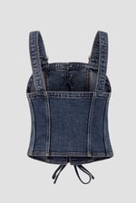 Lace-Up Front Fitted Denim Crop Vest