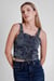 Lace-Up Front Fitted Denim Crop Vest