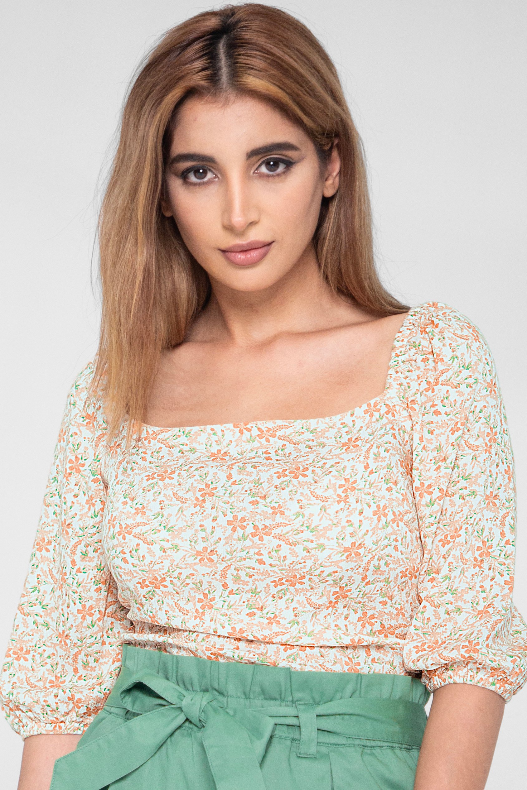 Floral Bardot Smocked Crop Top