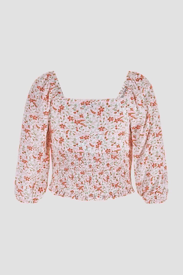 Floral Bardot Smocked Crop Top