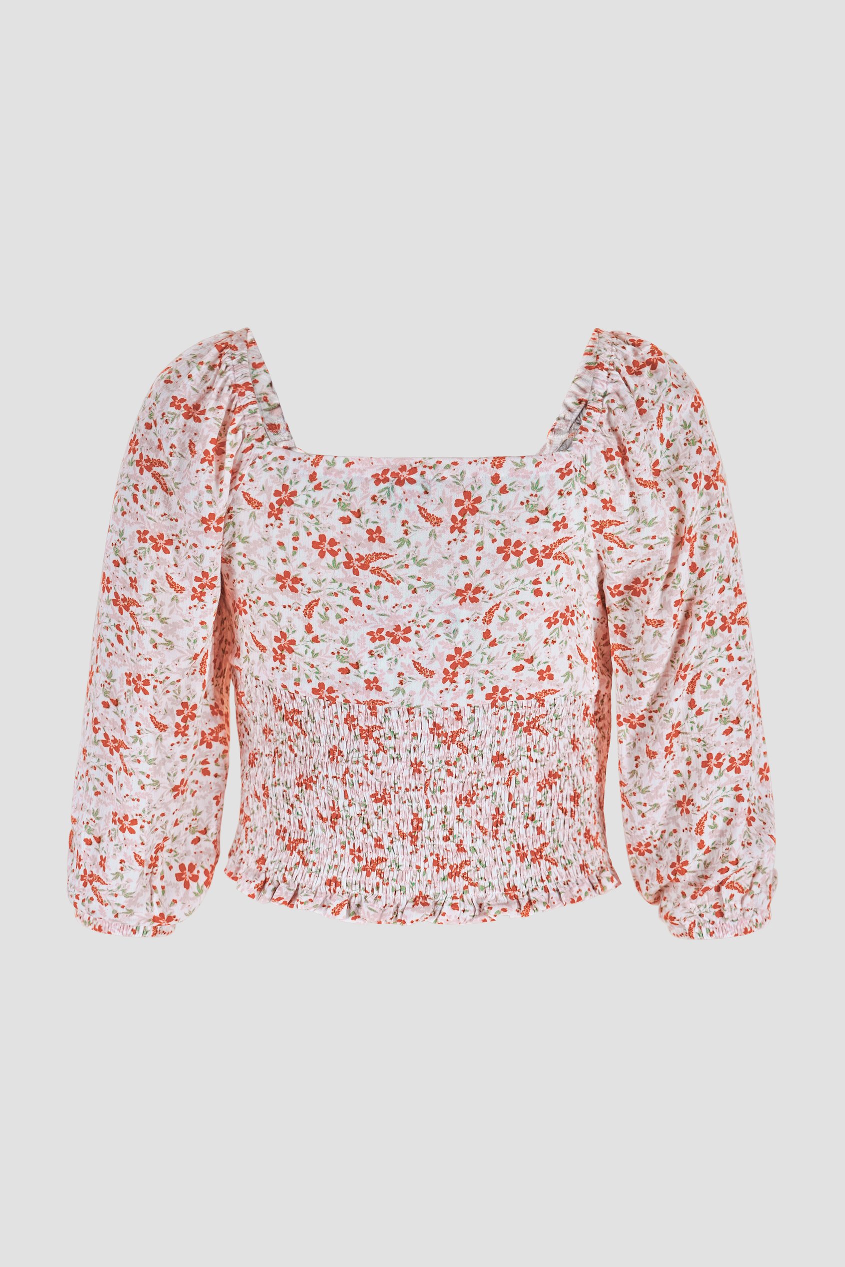 Floral Bardot Smocked Crop Top