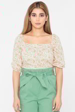 Floral Bardot Smocked Crop Top