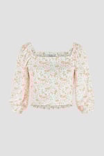 Floral Bardot Smocked Crop Top