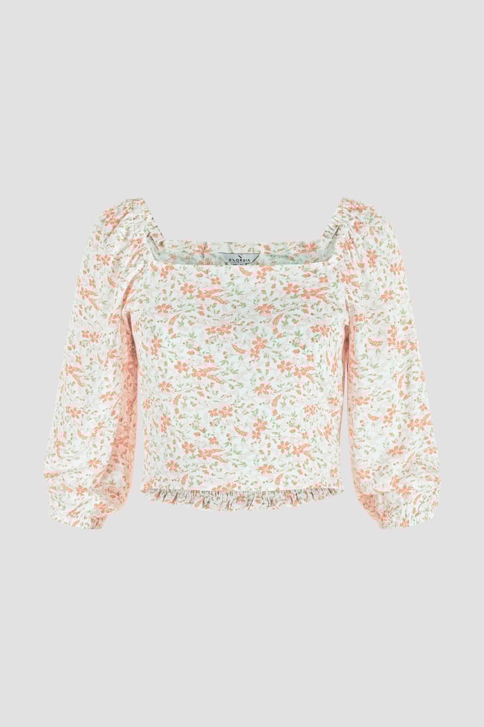 Floral Bardot Smocked Crop Top