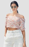 Floral Bardot Smocked Crop Top