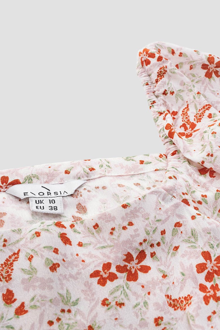 Floral Bardot Smocked Crop Top