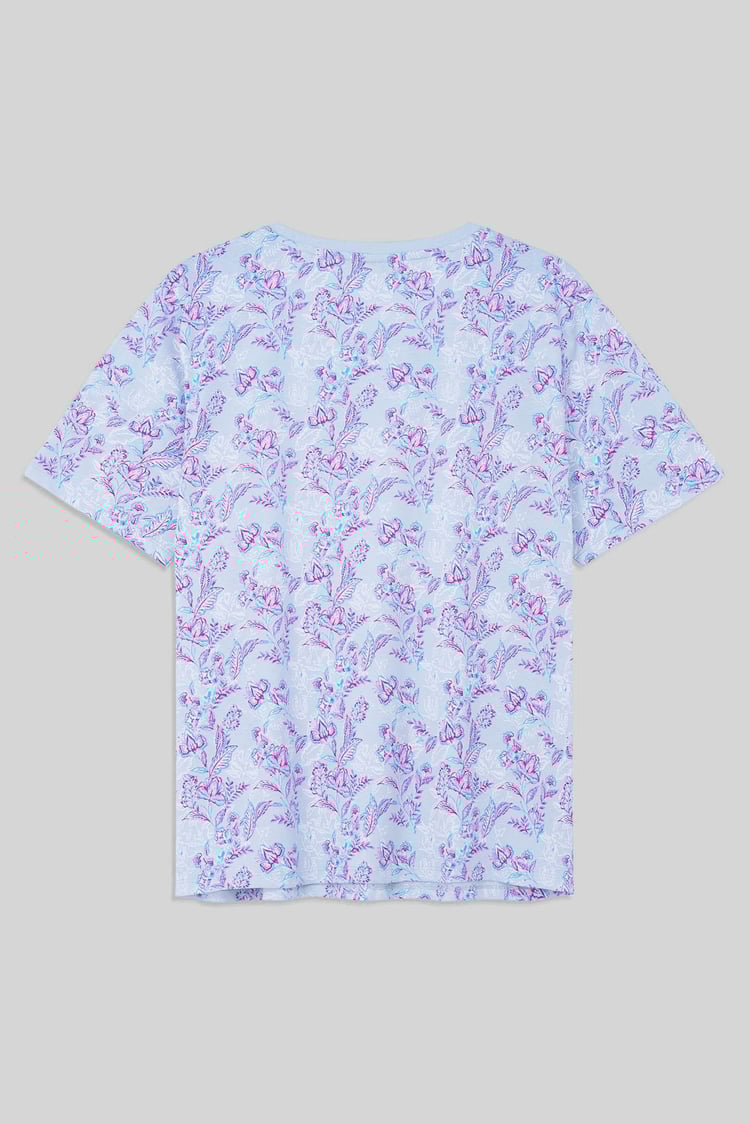 Crayon Leaf Printed T-Shirt